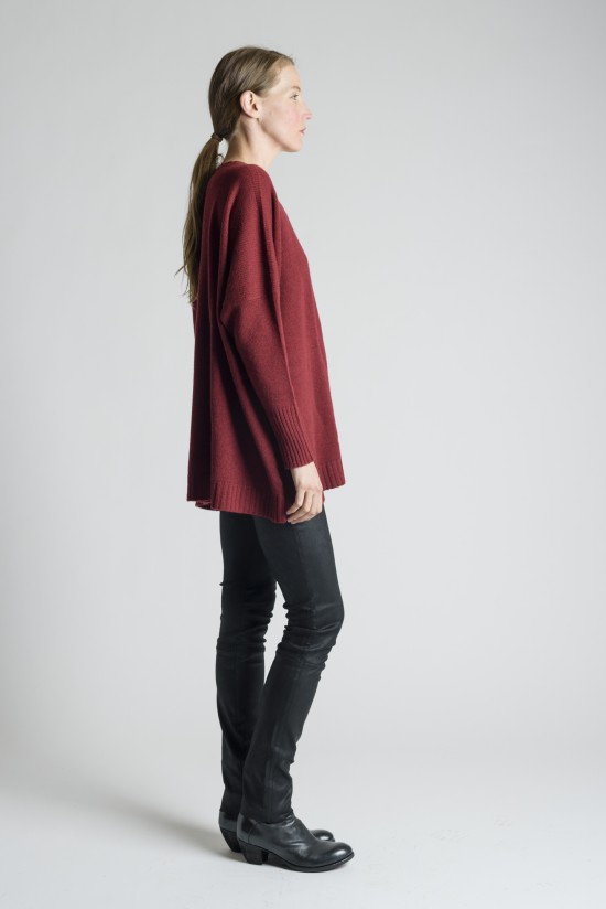 Hania by Anya Cole Thick Knit Crew Neck Cashmere Sweater in Russet Red ...