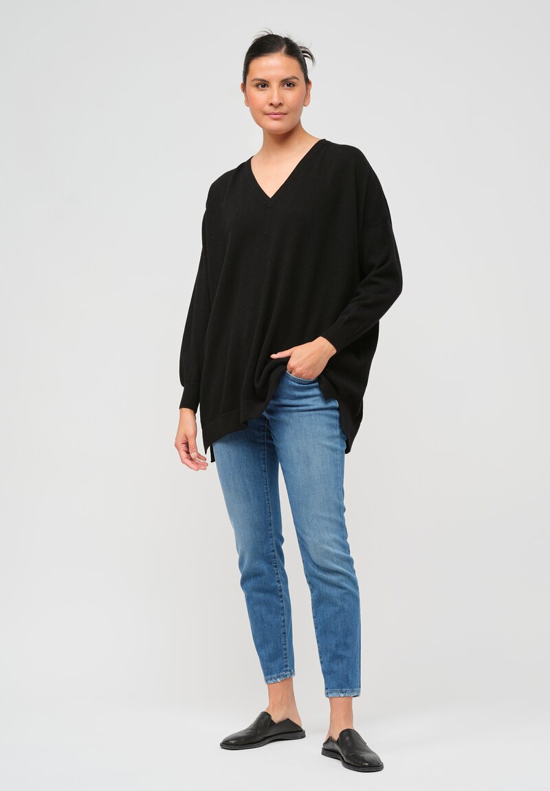 Hania New York Marley V-Neck Sweater in Black	