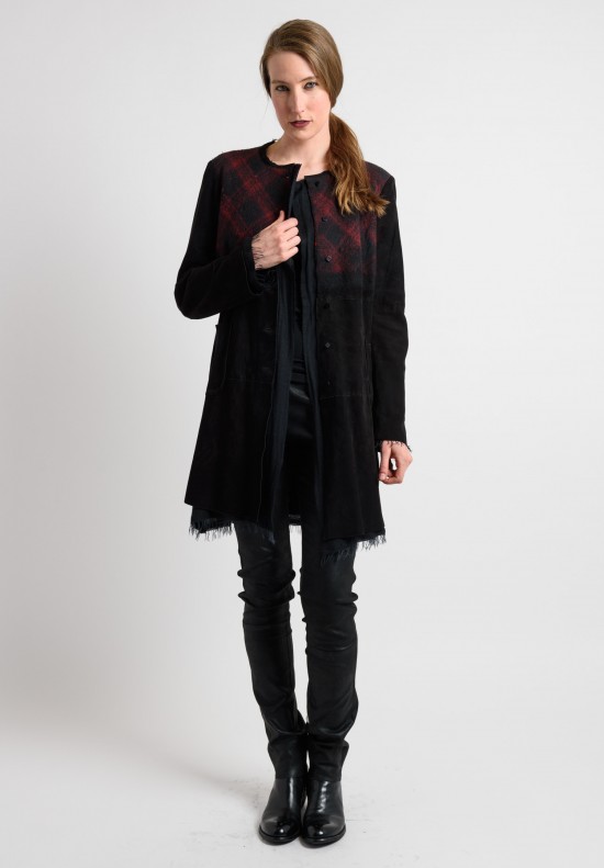 Gimo's Plaid Suede Jacket in Red/Black	