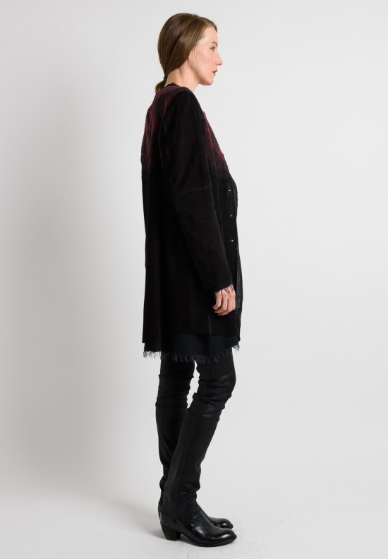 Gimo's Plaid Suede Jacket in Red/Black	