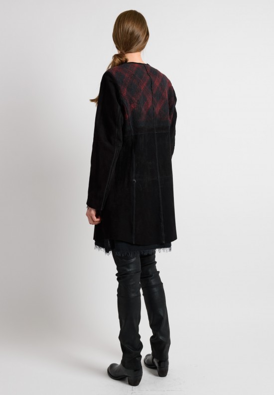 Gimo's Plaid Suede Jacket in Red/Black	