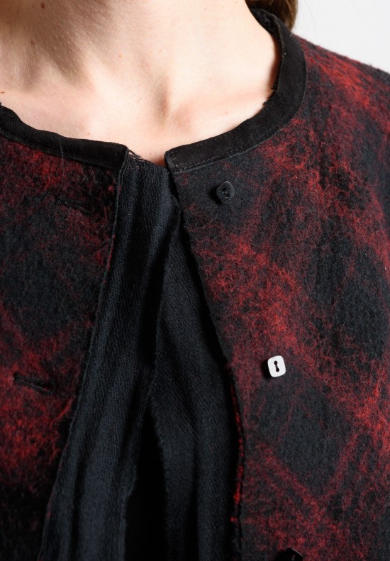 Gimo's Plaid Suede Jacket in Red/Black	