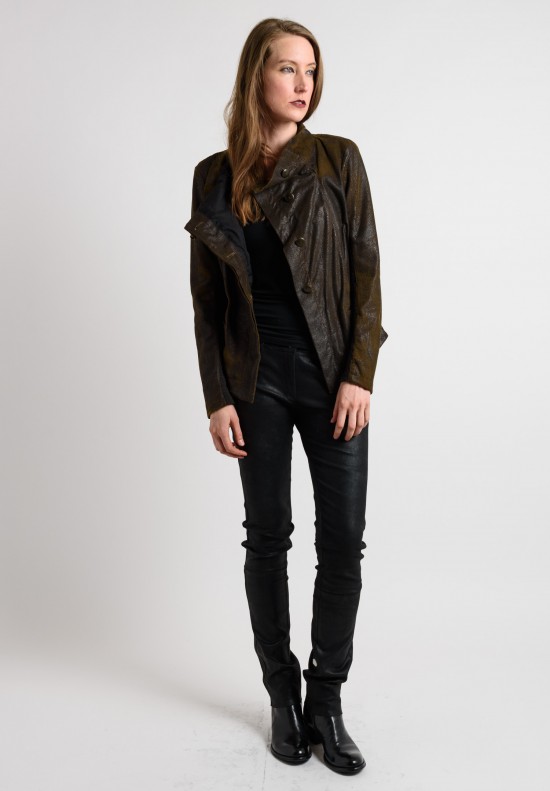 Gimo's Distressed Leather Jacket in Dark Brown	