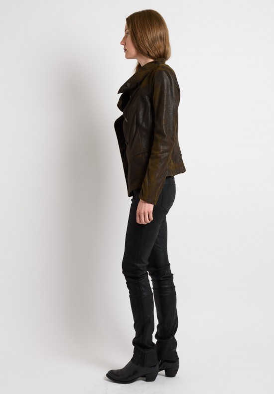 Gimo's Distressed Leather Jacket in Dark Brown	
