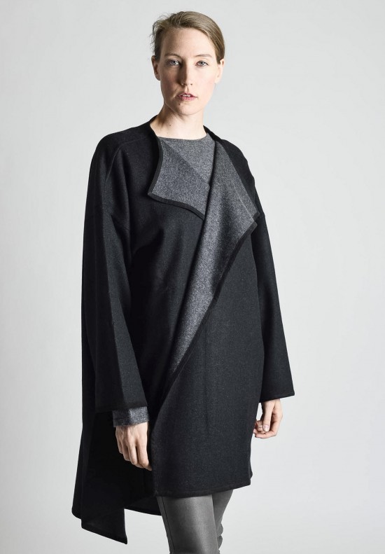 Eskandar Cashmere Jacket in Black/Charcoal | Santa Fe Dry Goods