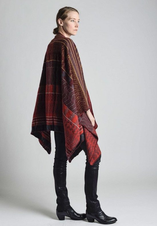 Etro Cashmere/Silk Striped Poncho in Red | Santa Fe Dry Goods ...