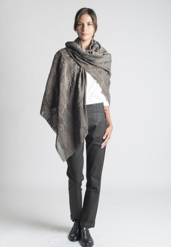 Annette Görtz Kelly Embroidered Textual Scarf in Mud | Santa Fe Dry ...