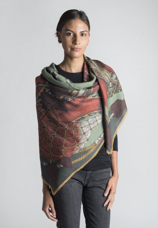 Sabina Savage Dancing Fox Shawl in Emerald & Gold | Santa Fe Dry Goods ...