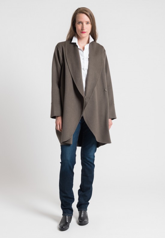 Pauw Cashmere Shawl Coat in Light Brown	