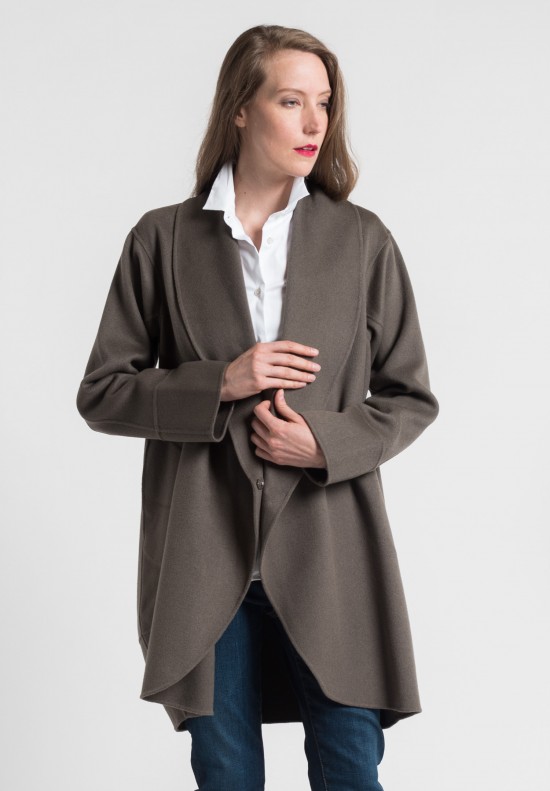 Pauw Cashmere Shawl Coat in Light Brown	