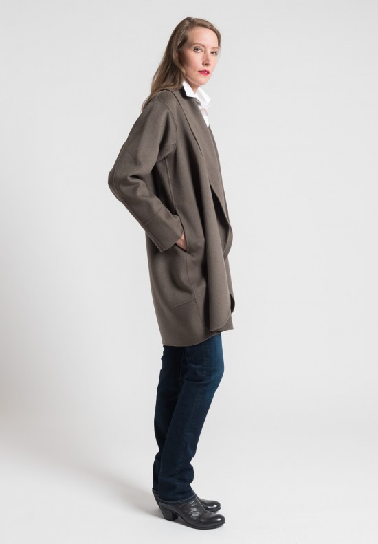 Pauw Cashmere Shawl Coat in Light Brown	