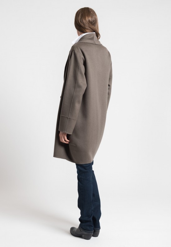 Pauw Cashmere Shawl Coat in Light Brown	