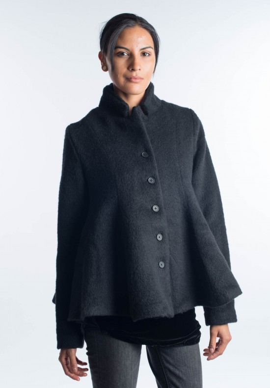 Rundholz Black Label Fuzzy Short Wool Coat in Black | Santa Fe Dry ...