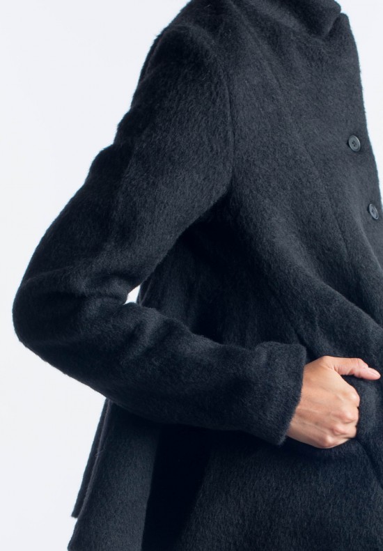 Rundholz Black Label Fuzzy Short Wool Coat in Black | Santa Fe Dry ...