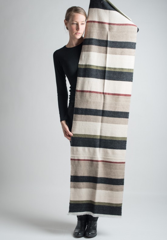 	Denis Colomb Striped Cashmere Scarf