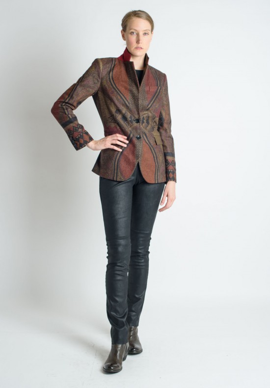 Etro Patterned Wool/ Silk Blazer in Brown/Red | Santa Fe Dry Goods ...