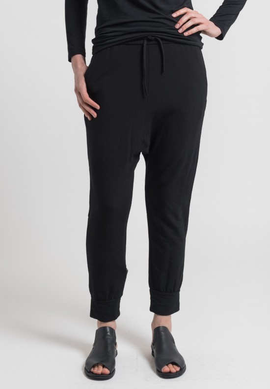 Majestic French Terry Lounge Pant in Black	