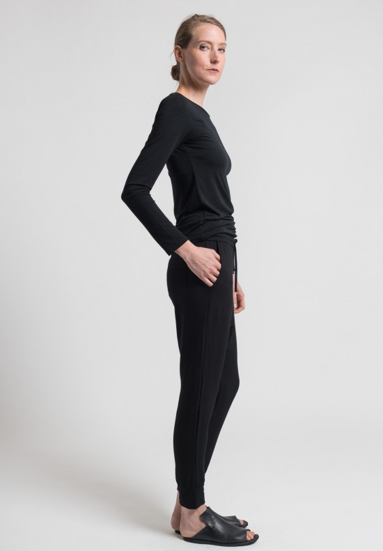 Majestic French Terry Lounge Pant in Black	