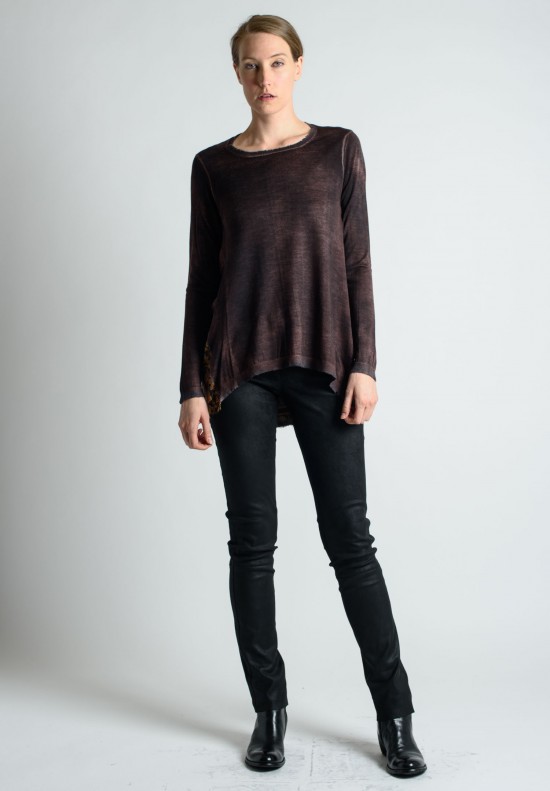 Avant Toi Light Cashmere Sweater with Graphic Silk Back in Marsala ...