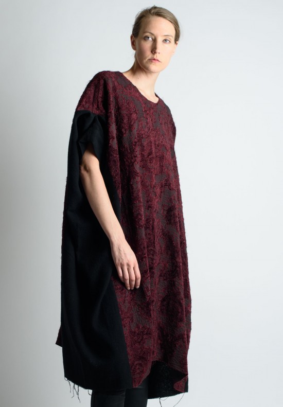 Uma Wang Woven Dress in Red/Black