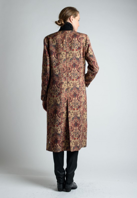 Uma Wang Long Floral Print Coat in Beige/Red | Santa Fe Dry Goods ...