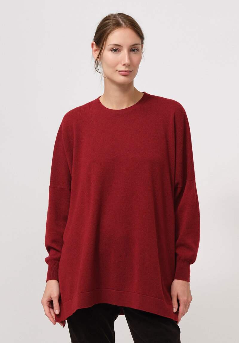 Hania New York Cashmere Marley Crewneck Sweater in Russet Red	