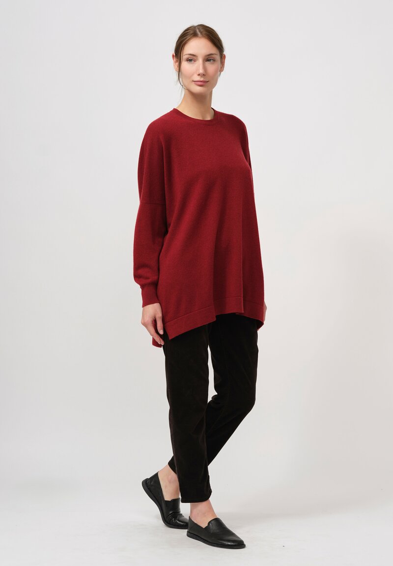 Hania New York Cashmere Marley Crewneck Sweater in Russet Red	