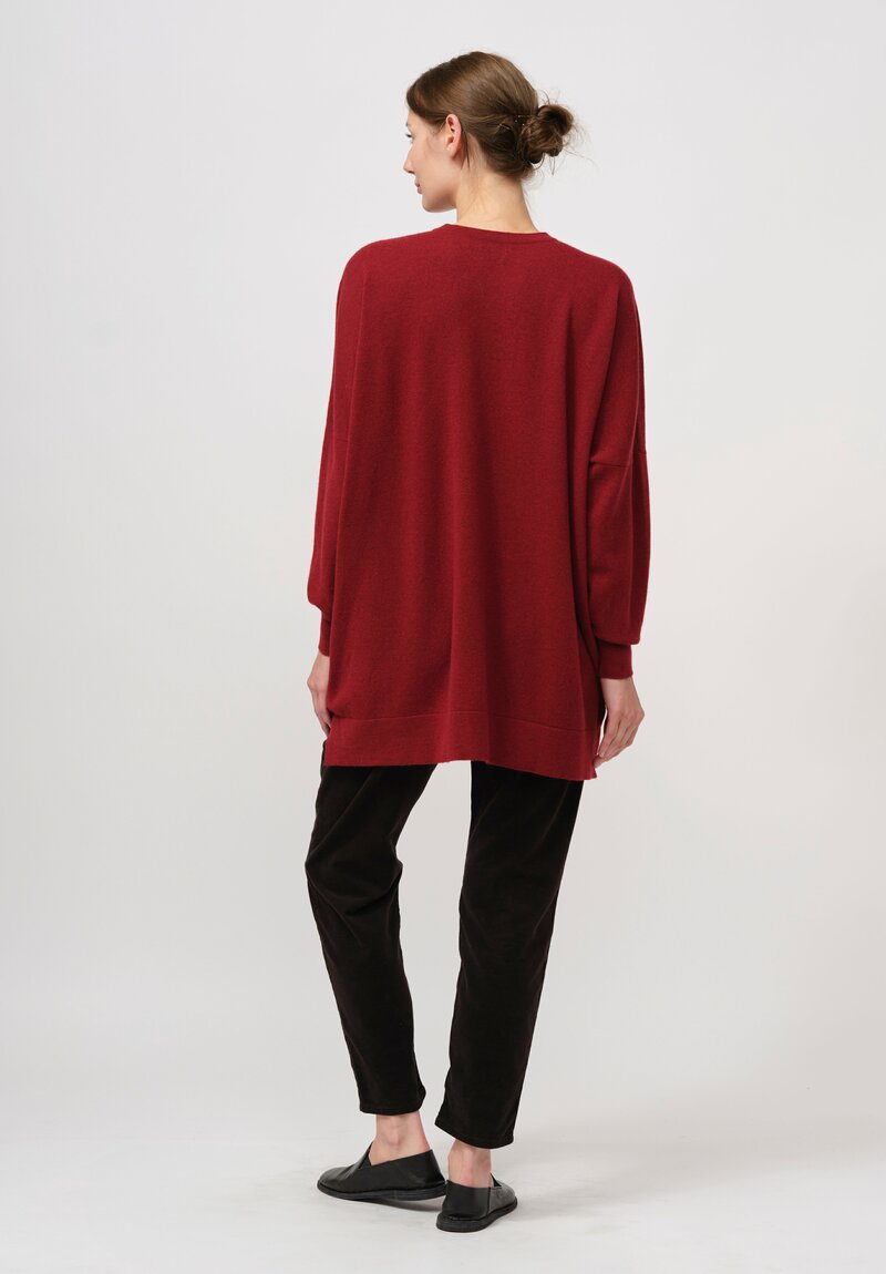 Hania New York Cashmere Marley Crewneck Sweater in Russet Red	