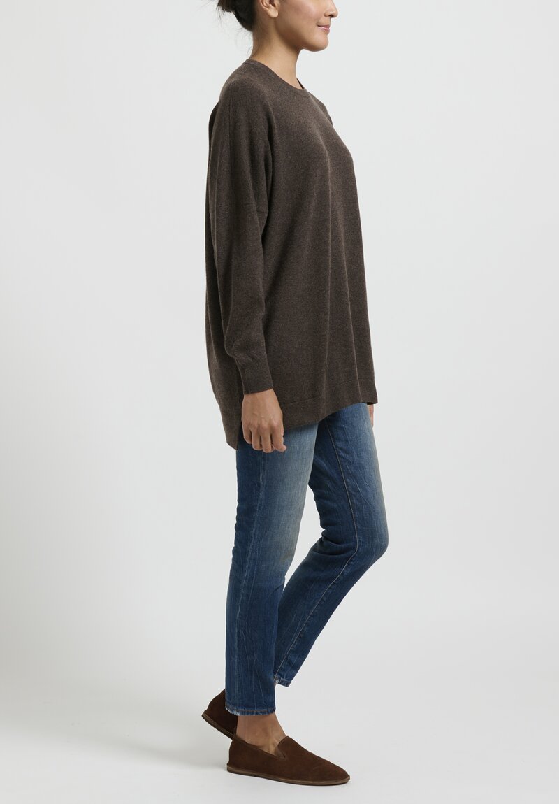 Hania by Anya Cole Porcupine Brown Cashmere Crew Neck Sweater