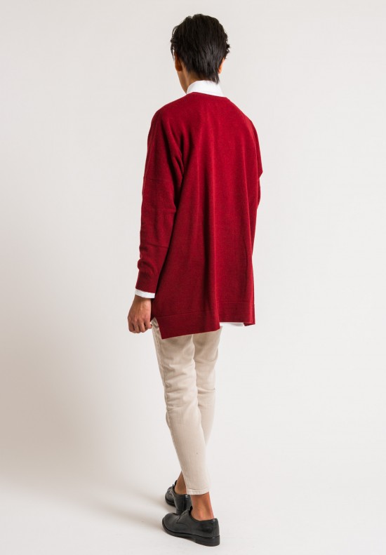 Hania by Anya Cole Marley V-Neck Red Cashmere Sweater
