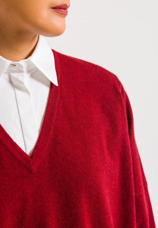 Hania by Anya Cole Marley V-Neck Red Cashmere Sweater