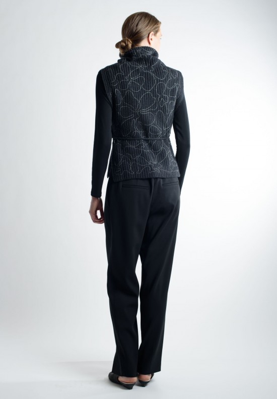 Brunello Cucinelli Sleeveless Belted Turtleneck with Monili Beading in Charcoal  