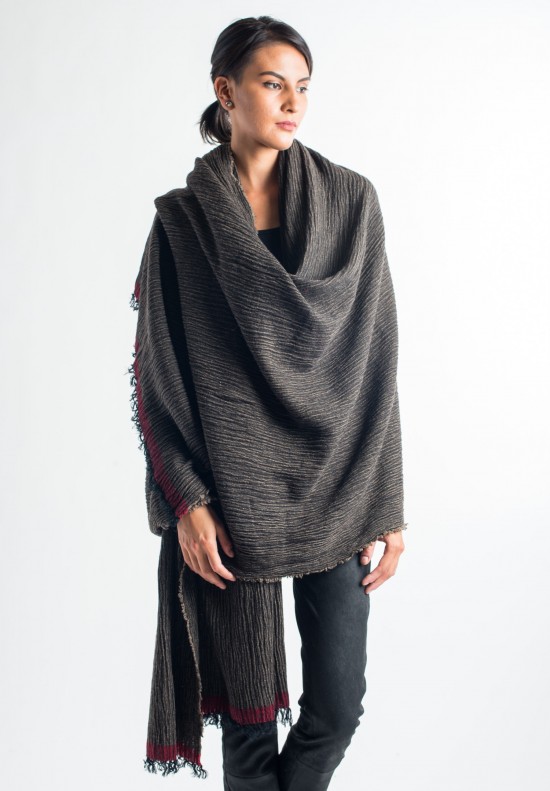 Uma Wang Pleated Cotton/Wool Shawl in Ochre | Santa Fe Dry Goods ...