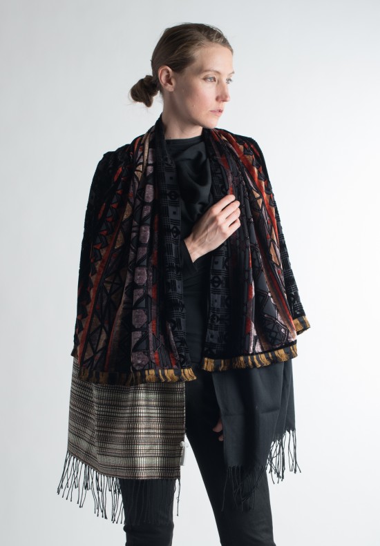 Etro Silk and Velvet 2 Panel Shawl in Black | Santa Fe Dry Goods ...