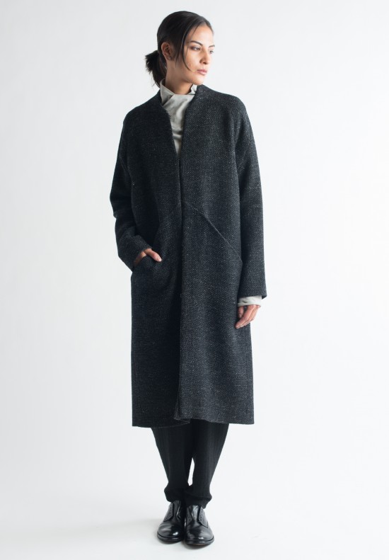 Inaisce Woven Wool Coat in Grey/Black	