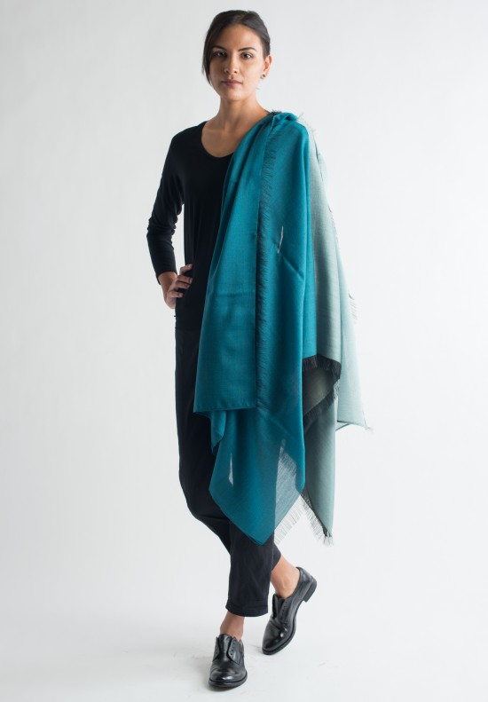Issey Miyake 3 Panel Scarf in Turquoise/Teal	