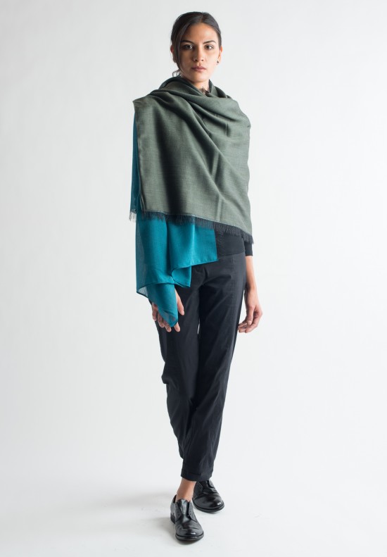 Issey Miyake 3 Panel Scarf in Turquoise/Teal	