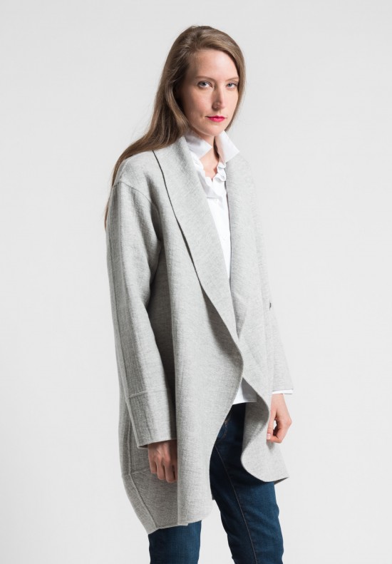 Pauw Wool Shawl Coat in Light Grey	