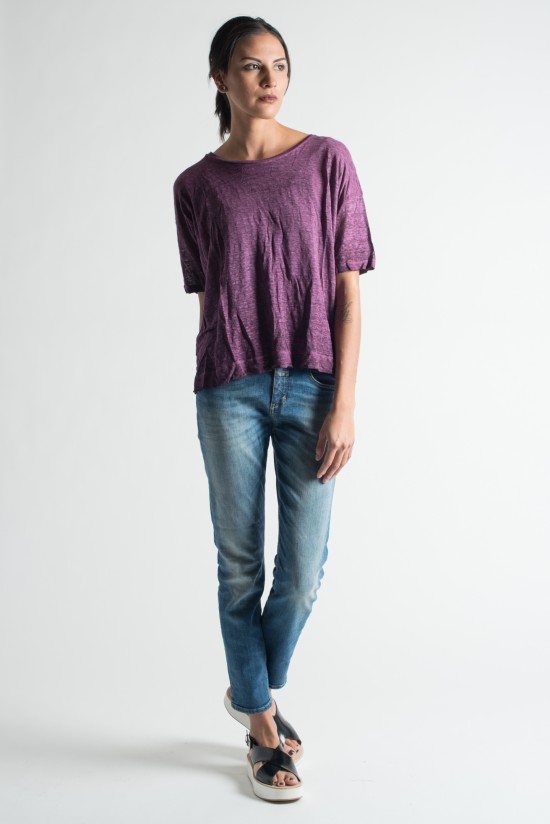 Gilda Midani Stone Dye Linen Tee in Stark	