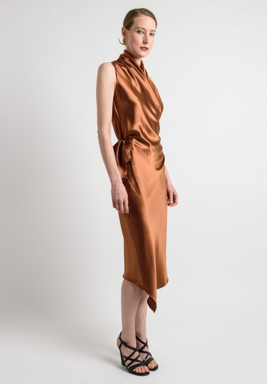 Peter Cohen Sleeveless Satin Dress in Copper	