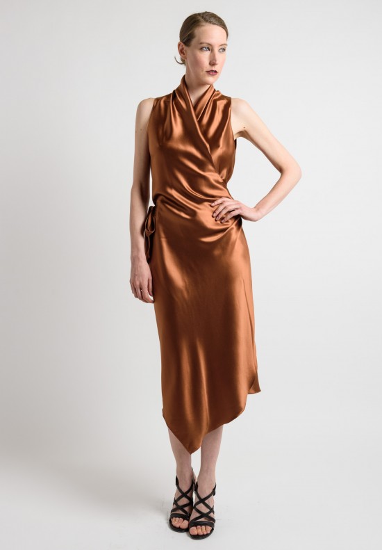 Peter Cohen Sleeveless Satin Dress in Copper	