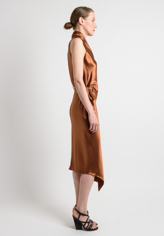 Peter Cohen Sleeveless Satin Dress in Copper	