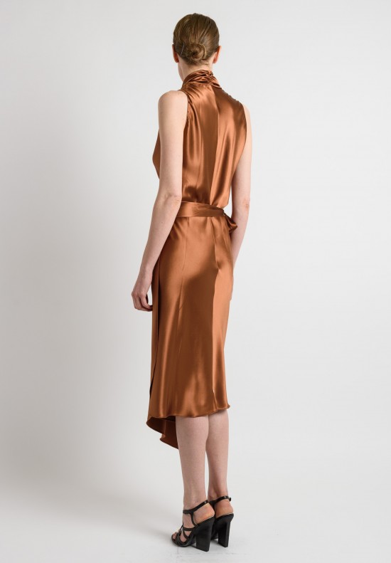 Peter Cohen Sleeveless Satin Dress in Copper	