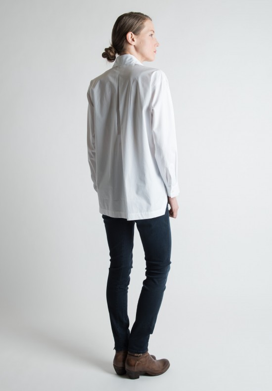 Eskandar Collared Slim Shirt in White