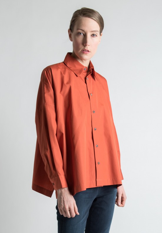 Eskandar Mid Plus Collared Shirt in Rust