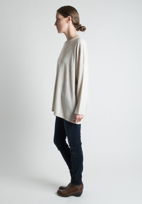 Eskandar Long Round Neck Undyed Cashmere Sweater