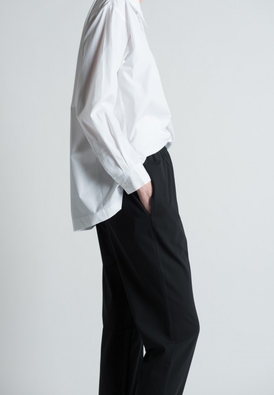 Eskandar Narrow Wool Trouser in Black