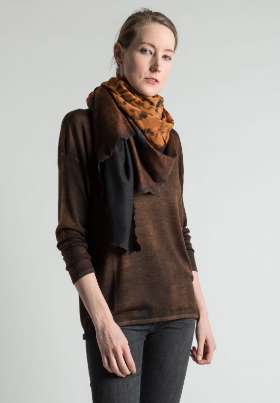 Avant Toi Crew Neck Light Cashmere/Silk Sweater in Brown