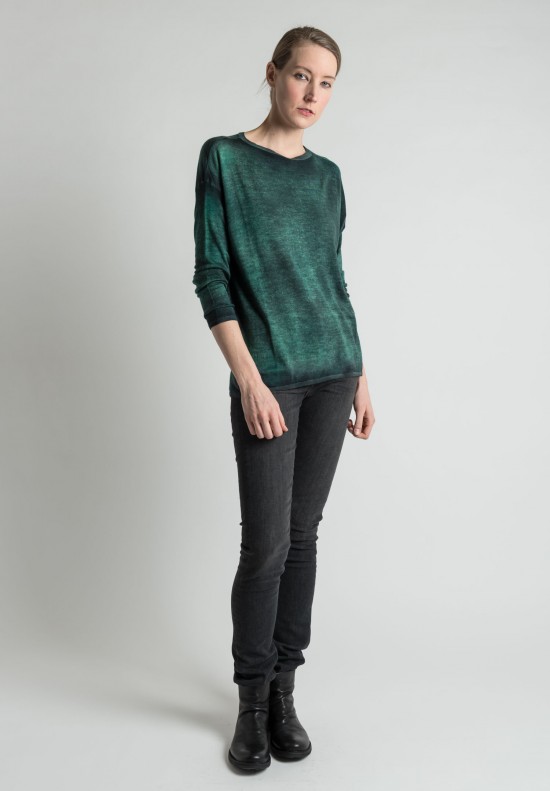 Avant Toi Crew Neck Light Cashmere/Silk Sweater in Emerald | Santa Fe ...