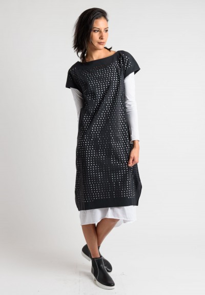 Rundholz Black Label Perforated Tulip Dress in Black | Santa Fe Dry ...